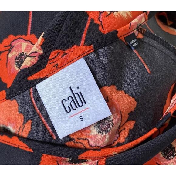 CABI Womens Size Small Short Sleeve Floral Back Slit Flanders Swing Shirt Top - Picture 8 of 8